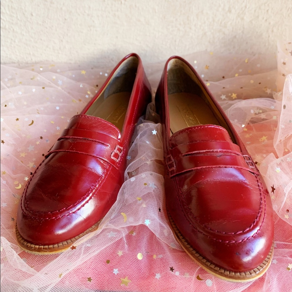 TOPSHOP Kendal Burgundy Leather Loafer Size 5.5